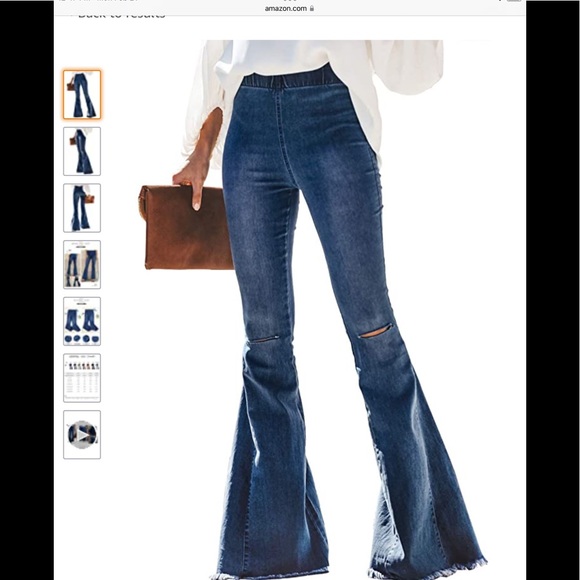 Denim - Plus XXL Distressed Flare Pants
